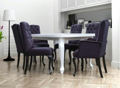 6x Chesterfield Armchair Lehn Textile Seat Upholstery Chair Designer Dining room Chairs
